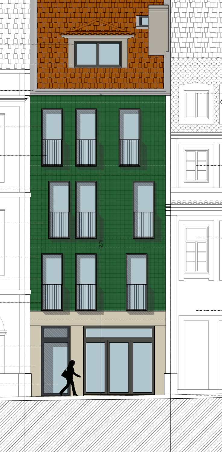 Proposed front elevation on Rua de Santo Ildefonso